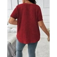 thumbnail image 3 of Women'S Plus Size Casual Tops V Neck Solid Color Shirts - Short Sleeve Blouses Wine Red XL, 3 of 4