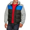 Men's Bubble Jacket With Fleece Sleeves And Hood, up to size 5XL