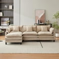 thumbnail image 1 of Ourlova 112" Oversized Modular L-Shaped Sectional Sofa, Deep Seat 3-Seater Couch with Ottoman, Coffee Color, 1 of 8