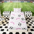 thumbnail image 4 of Erosebridal Pink Bowtie Soccer Twin Sheet Sets, Cute Sport Bedding for Girls and Boys, 3-Piece, 1 Flat Sheet, 1 Fitted Sheet and 1 Pillowcase, 4 of 6