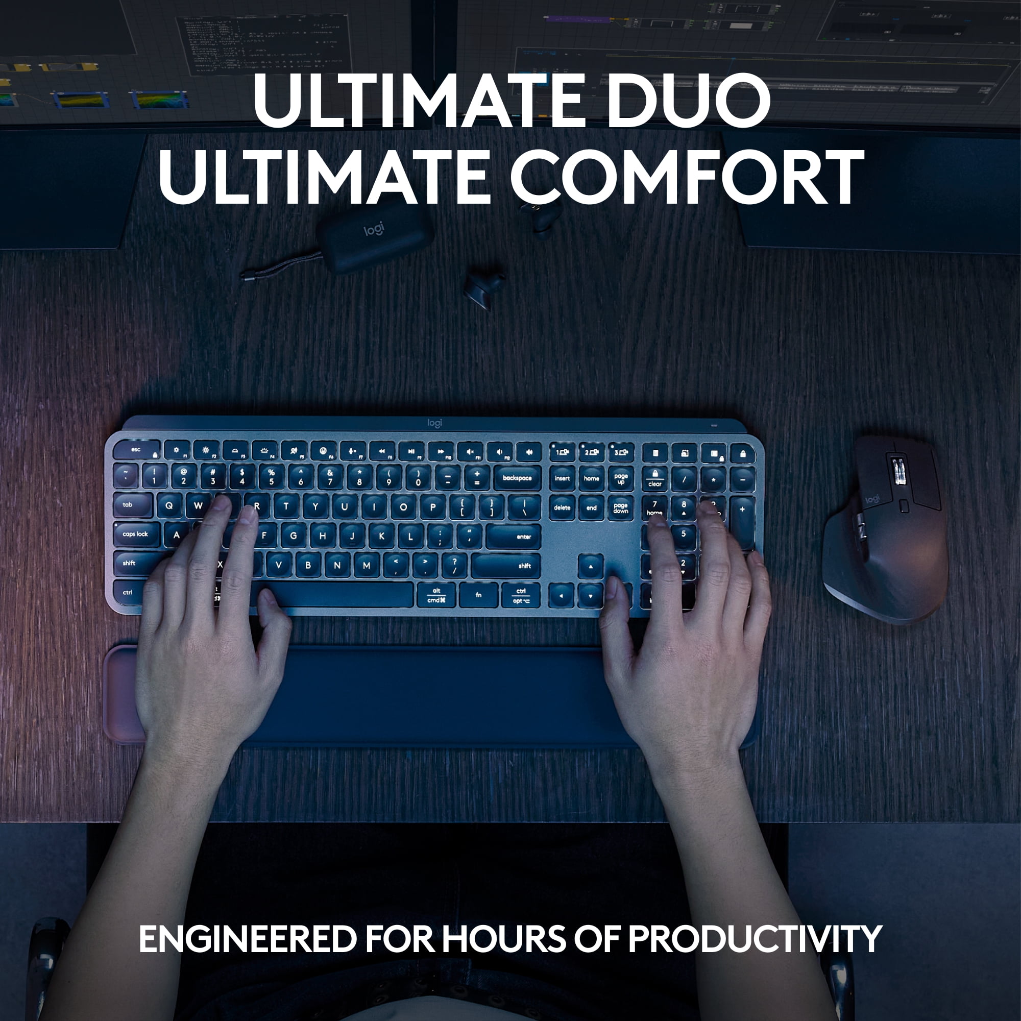 Logitech MX Keys S Combo - Performance Wireless Keyboard and Mouse with Palm Rest, Customizable Illumination, Black