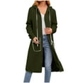 thumbnail image 4 of WMTBSRSW Long Zip up Hoodie Jackets for Women Plus Size L-4XL Trendy Fall Fashion Hooded Sweatshirt Cardigan Classic Casual Jackets Winter Coats with Flap Pockets Green X-Large, 4 of 6