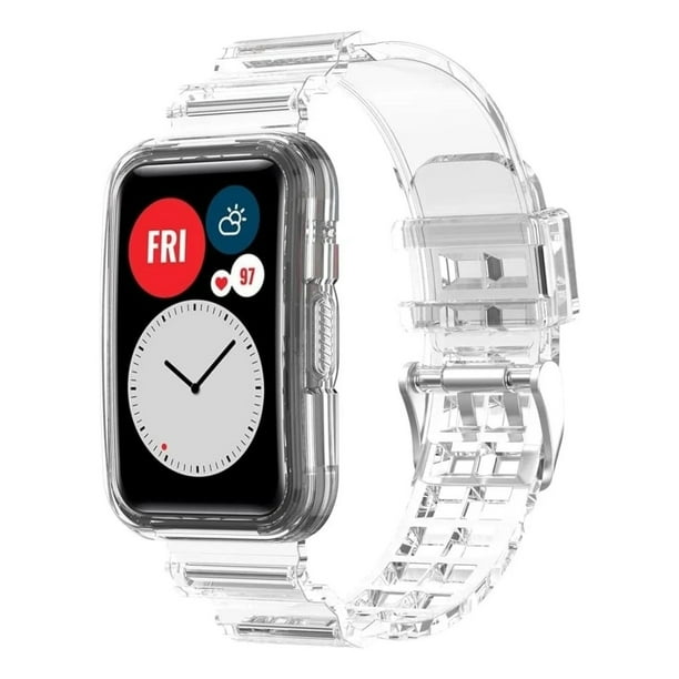 Correa Deportiva para Huawei Watch 1 y 2, Silicona Transparente, Resistente al Agua, con Funda Protectora