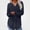 Dark Blue, variant on Blouse for Womens Casual V-Neck Solid Raglan Hem Split Loose Long Sleeve Cotton Top Light Blue Size 2XL