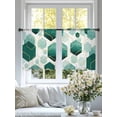 thumbnail image 4 of Turquoise Marble Semi Sheer Window Curtains 45 Inches Long, Gold White Geometric Hexagon Modern Rod Pocket Voile Silky Chiffon Curtain Light Filtering Drapes for Living Room, 52"x45", 2 Panels, 4 of 9
