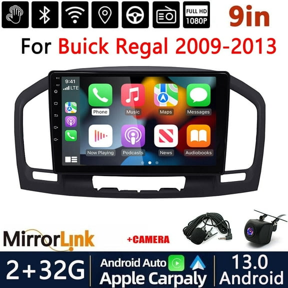 Car Stereo Radio for Buick Regal 2009-2013 9" Android 13 Touchscreen 2 32G Vehicle GPS Navigation Wireless Carplay Android Auto