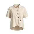 thumbnail image 3 of Pounoo Summer Tops for Women Lapel Collar Button Front Short Sleeve Tops for Women Relaxed Fit Daily Casual Lightweight Boho Tops for Women, 3 of 5