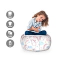 thumbnail image 2 of Cartoon Storage Toy Bag Chair, Print of Unicorn Heads Girly Creatures Imagination Fantasy World Layout, Stuffed Animal Organizer Washable Bag, Small Size, Rose Pale Blue White, by Ambesonne, 2 of 3