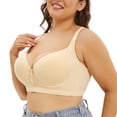thumbnail image 5 of Jdkau Womens Bras Plus Size Bras for Women Front Closure Bras Daisy Comfort Tshirt Bra Wireless Full Coverage Bras（Light Yellow,42E）, 5 of 9