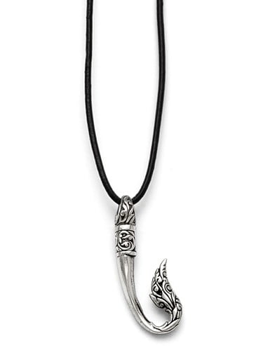 Mireval Sterling Silver Antiqued and Textured Dolphins Chain Slide Pendant