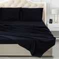 thumbnail image 2 of Triangle Weavers 100% Cotton 600 Thread Count, Black King Size Bed Sheet - Set of 4 pieces, 2 of 4