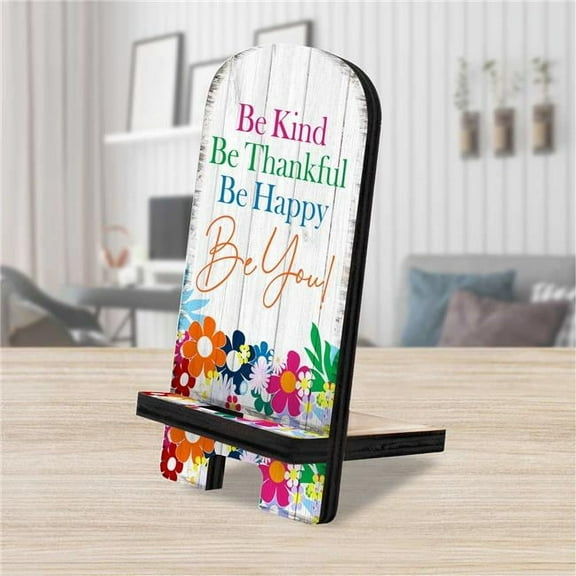 Designocracy 892066 6 x 3 x 3 in. Be You Cell Phone Stand Family Decor with Wood Mobile Holder Organizer