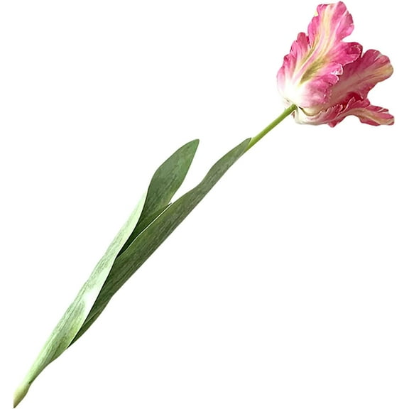 Nvzi Fake Flower 3Pc Artificial Flower Vivid Decorative 3D Parrot Tulip Real Touch for Home Simulation Flower Artificial Blossom Pink