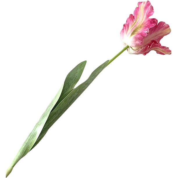 Xiao Hua flores artificiales de tulipán loro 3D, vívidas y decorativas, tacto real, para el hogar, flores artificiales de simulación, color rosa.