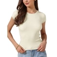 thumbnail image 1 of Camiseta de oficina casual INSPIRE CHIC de manga corta y ajuste slim para mujer, color blanco, 1 of 6