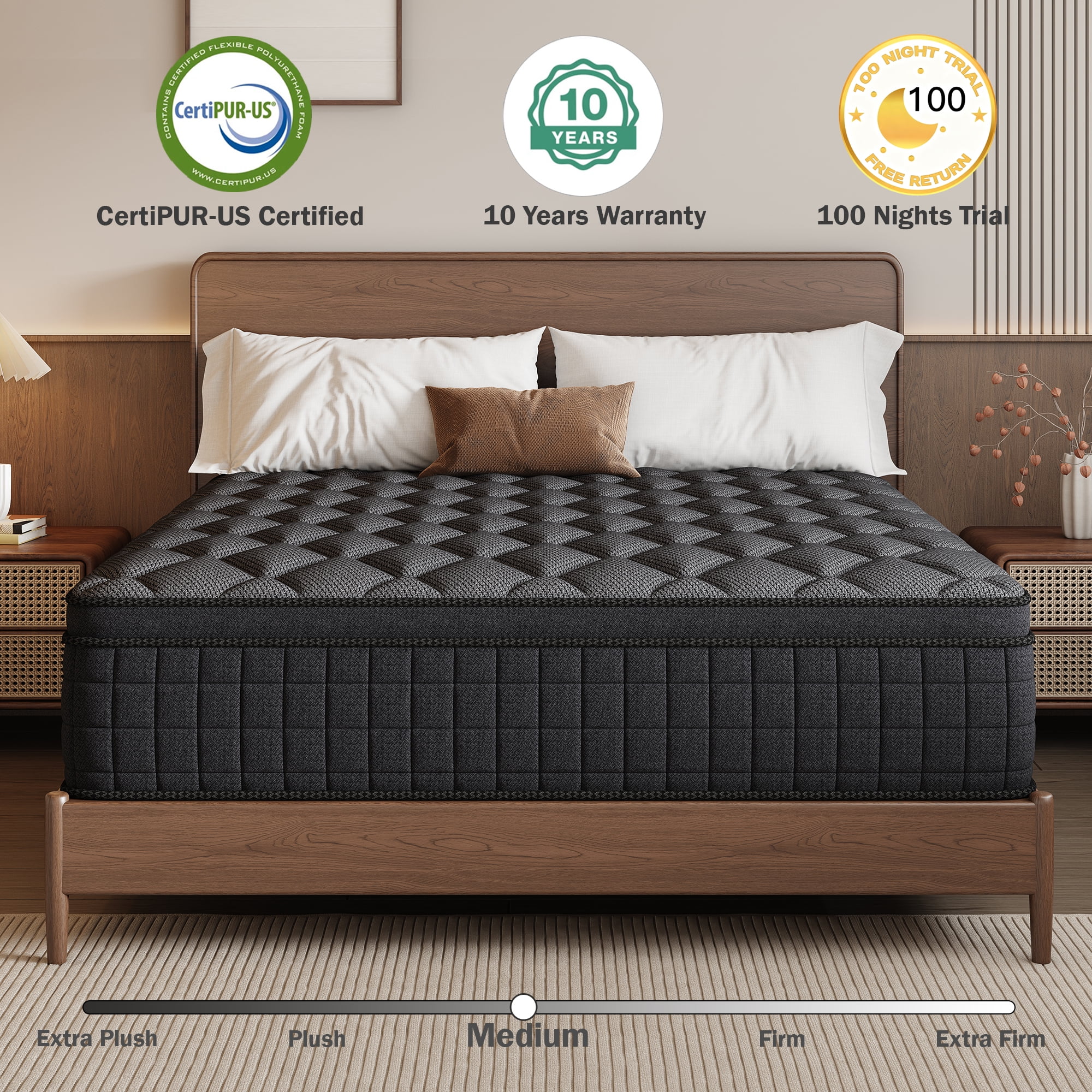 gunugu 14 inch Full Hybrid Mattress in a Box, Cooling Gel Memory Foam Mattress with Individually Wrapped Pocket Coils, Medium Firm