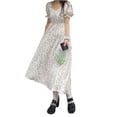thumbnail image 1 of Vestido floral con mangas abullonadas para mujer, hermoso, suave y transpirable, a la moda, para verano, 1 of 8