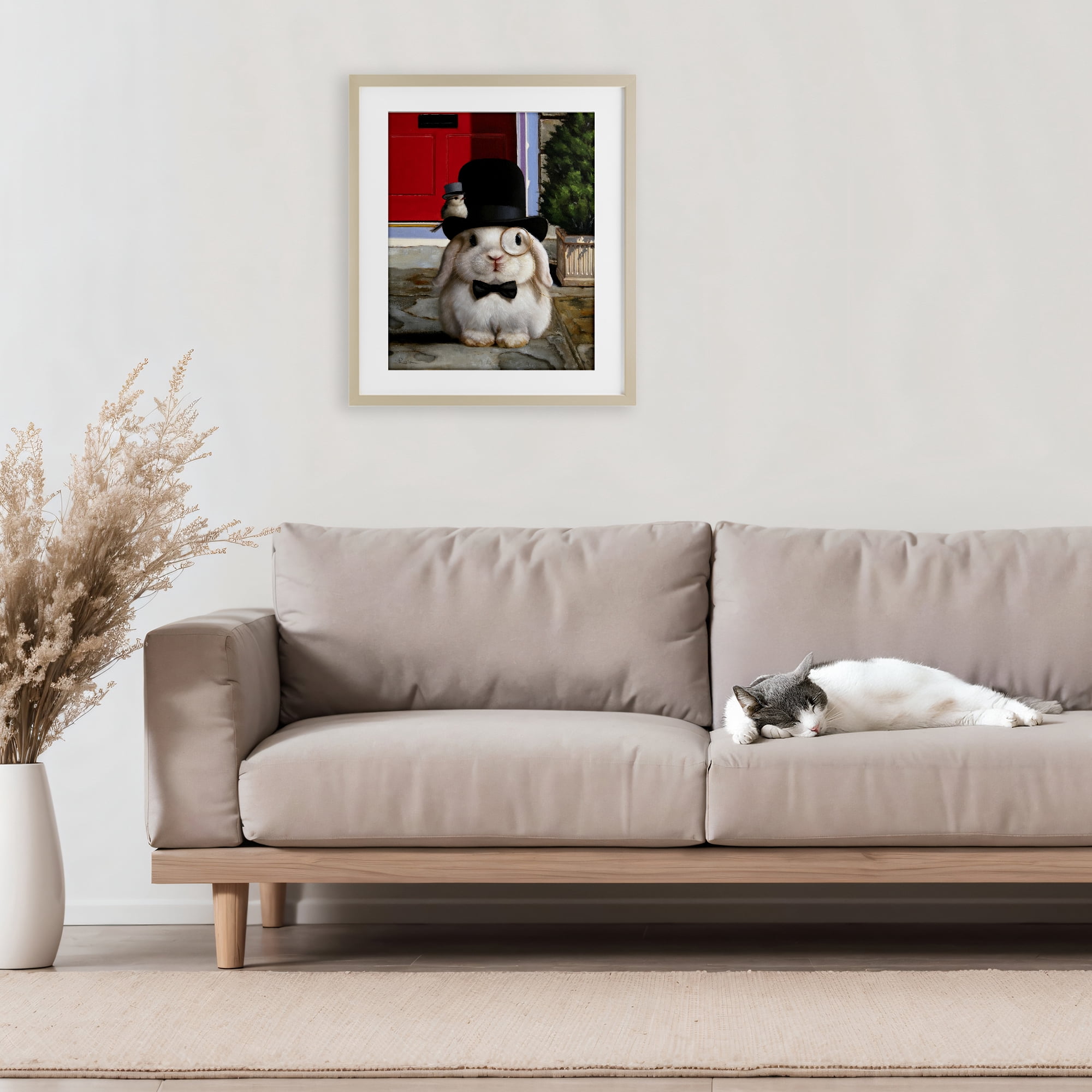 Stupell Industries Lord Bunbury Rabbit Birch Framed Print Under Glass, design by Lucia Heffernan