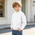 thumbnail image 5 of Lmnyox Sweaters for Kids Loose Solid Color Mock Neck Long Sleeve Knit Pullover Classic Winter Warm Sweaters, 5 of 9