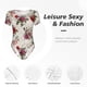 thumbnail image 4 of Fotbe Rose Flowers Body de Mujer con Cuello Redondo y Mangas Cortas, Sin Mangas Ajustado, Suave, Cómodo y Básico-Large, 4 of 7