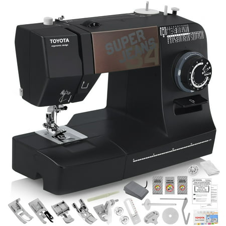 TOYOTA Super Jeans J34 Sewing Machine (Glides Over 12 Layers of Denim) w/ Gliding Foot, Blind Hem Foot, and