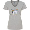 thumbnail image 3 of Inktastic Cute Unicorn Family Women's V-Neck T-Shirt, 3 of 5