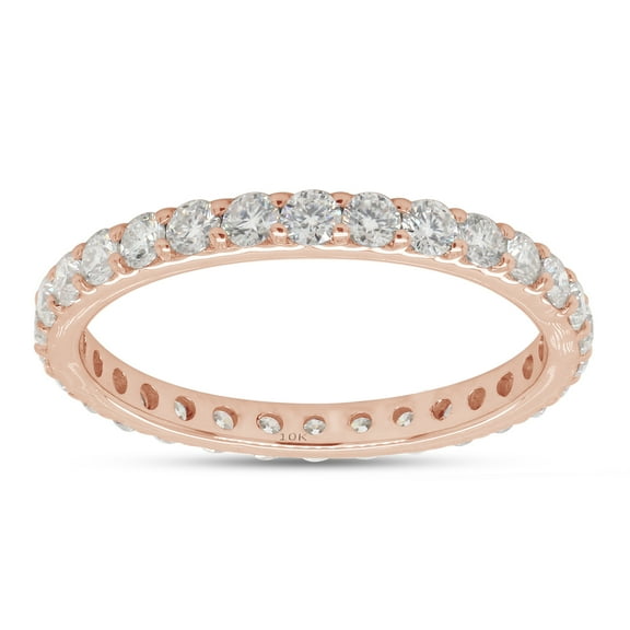 1 Carat Round Cut Lab Created Moissanite Diamond Full Eternity Stackable Wedding Band Ring For Women In 10K Solid Rose Gold (G-H Color, VVS1 Clarity, 1 Cttw)-4