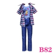1 Set Of Fabric Doll Lovely Dress Clothes Fit Short Skirt Suit With Magic Sticker (without Doll)