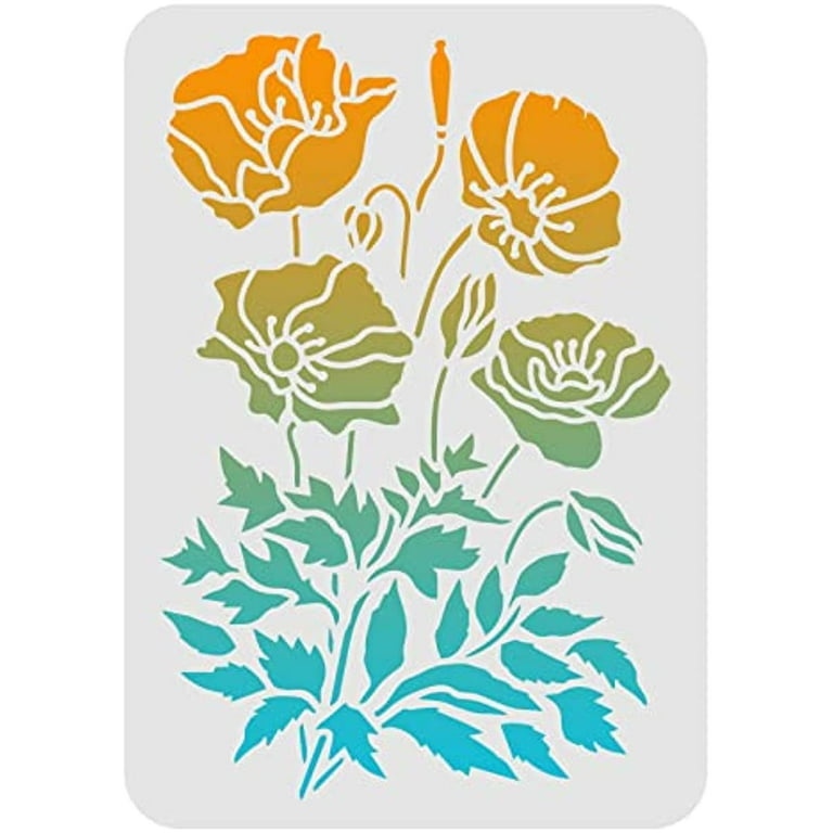 Wild Flower Stencils for Painting 11.7x8.3 Inch Large Flower