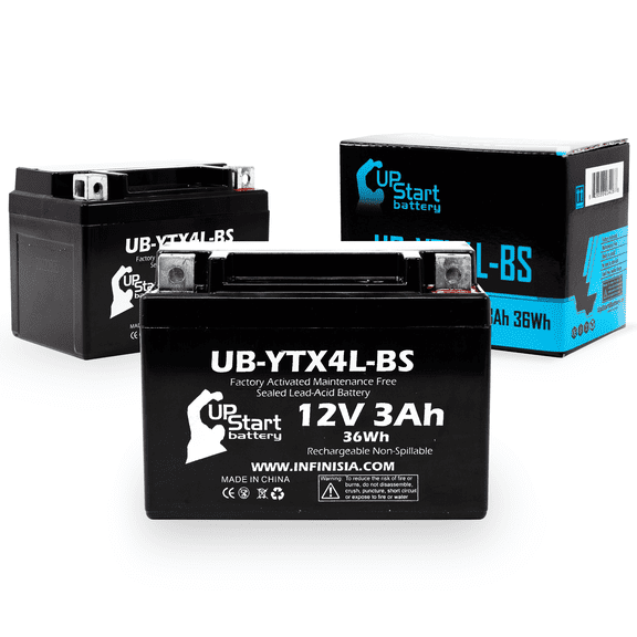 2-Pack UpStart Battery Replacement 1999 E-Ton AXL, TXL, NXL, RXL 90CC Factory Activated, Maintenance Free, ATV Battery - 12V, 3Ah, UB-YTX4L-BS