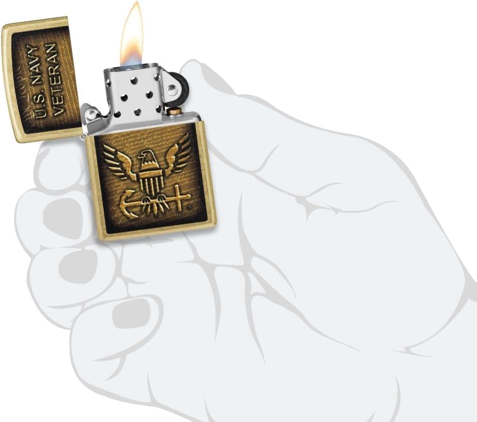 Zippo - Customized Message on United States NavyÂ® Street Brass Pocket 46489