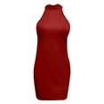 thumbnail image 4 of HomeGardon Sleeveless Dress for Women Spring Summer Simple and Sexy Wrap Hip Short Dress Temperament Slim Fit Button Hanging Neck Dress, 4 of 5