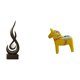 thumbnail image 1 of Escultura abstracta de fuego. Estatua tradicional sueca de caballo. Figura creativa de caballo Dalecarlian. Adorno de resina y madera pintado a mano., 1 of 8