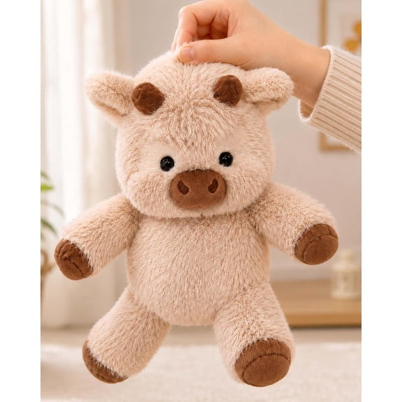 Running Plushies Cow 17.7in Plush - Moving Legs & Interactive Shaking for Desk Decor & Gift, Soft Cuddly Stuffed Animal (White-Cow)