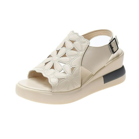 

Womens Wedge Sandals Summer Ladies Shoes Casual Women s Sandals Flat Buckle Wedge Heels Sandals