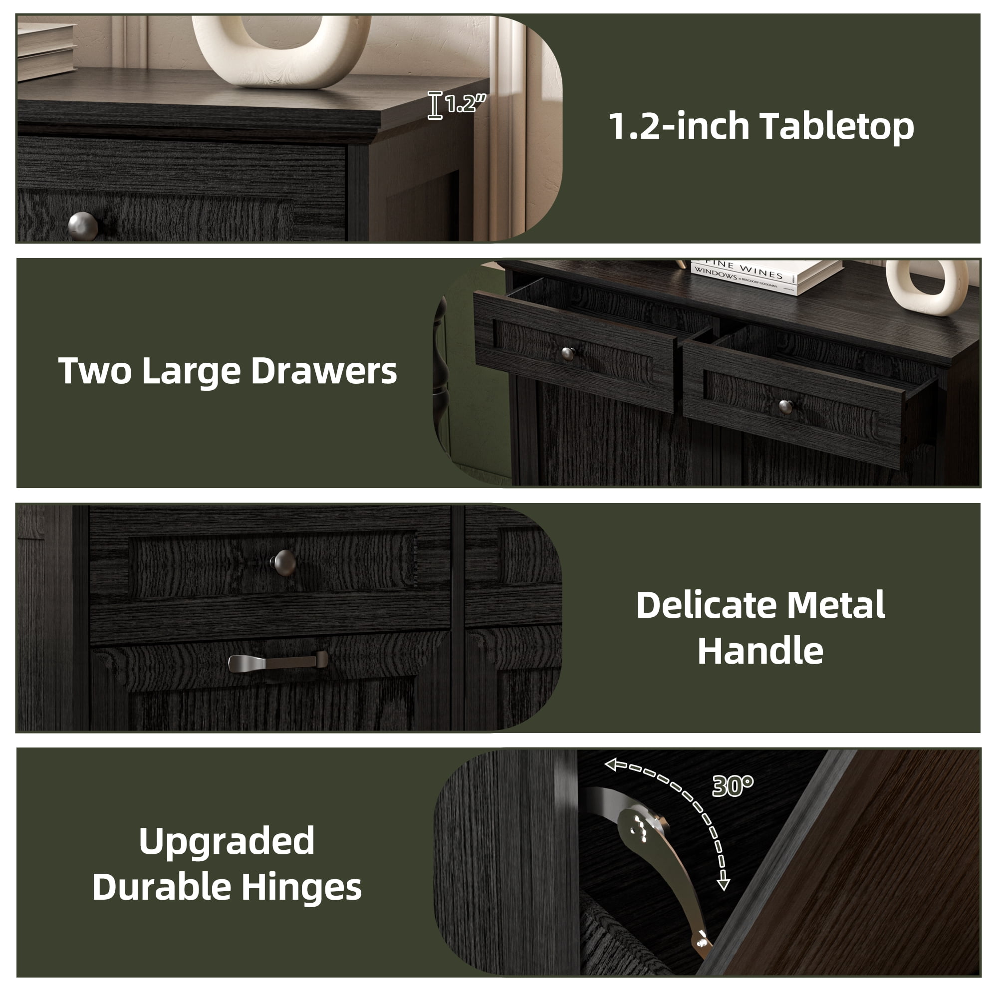 HARIPUL Double Tilt Out Trash Cabinet, 26 Gallon Trash Can Cabinet with Drawers & Handles for Kitchen, Black