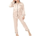 thumbnail image 2 of Cowsor Girls Boys Silk Pajamas Set Solid Long Sleeve Button Down Shirts Tops and Pants Infant Satin Pj Lounge Sets, 2 of 7
