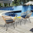thumbnail image 2 of Costway 3PCS Patio Rattan Bistro Furniture Set Cushioned Chair Table Navy, 2 of 12