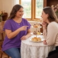 thumbnail image 3 of Agnes Orinda Women's Plus Size Chiffon Top Ruffle Short Sleeves V Neck Double Layered Hem Casual Blouses 2X Purple, 3 of 8