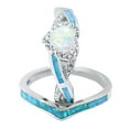 thumbnail image 4 of LaRaso & Co Wedding Ring Set His Hers Sterling Silver Opal CZ Engagement TRIO Set Him Her 10/11, 4 of 6