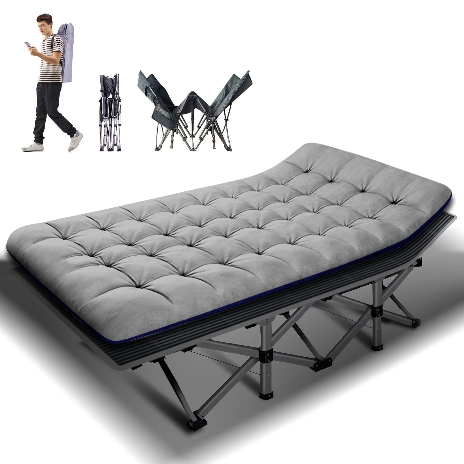 Lilypelle folding cot with mattress,Heavy Duty Sleeping Cots with Carry