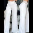 thumbnail image 4 of Pantalones Acampanados con Cinturón para Mujer, Estilo Informal, de Cintura Alta y Pierna . M, 4 of 7