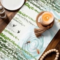 thumbnail image 3 of Spring Green Leaves Table Runner 36 Inches, Japanese Koi Fish Birds Country Bed Runner Dresser Scarves Tabletop for Indoor Outdoor Parties/Ceremony/Banquet, 13"x 36", 3 of 8
