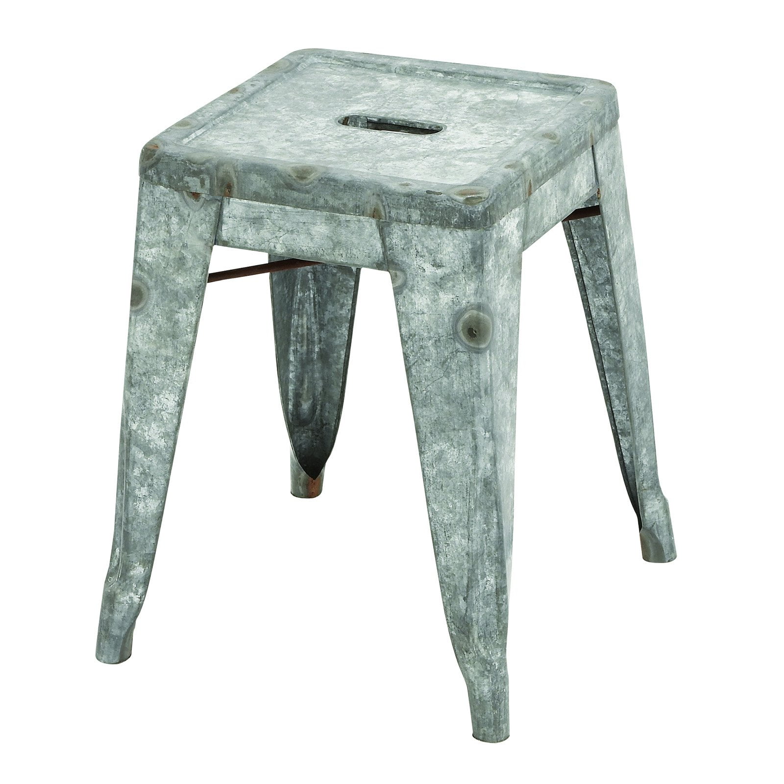 Benzara Classic Galvanized Metal Garden Stool