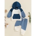 thumbnail image 2 of FEORJGP Toddler Boy Autumn 2PCS Outfit Sets 0-3T Infant Baby Casual Track Suits Long Sleeve Hoodies Sweatshirts O Neck Pullovers Contrast Color Hoodedoys Fashion Cute Comfy Clothes for Daily, 2 of 8