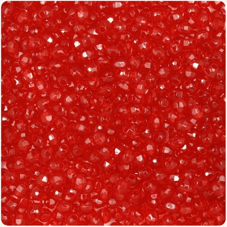 BeadTin Ruby Transparent 4mm Faceted Round Craft Beads (1250pcs)