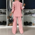 thumbnail image 7 of MNCEKFOD Pants Sets Women 2 Piece Outfits Lapel Long Sleeve Casual Fall Loose Fit Jacket And Wide Leg With Pockets Classic Fit Pants Suit Pink XXL, 7 of 7