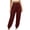 Burgundy, variant on Womens Tapered Cargo Pants High Waist Wide Waistband Jogger Trousers with Pockets Casual Streetwear White