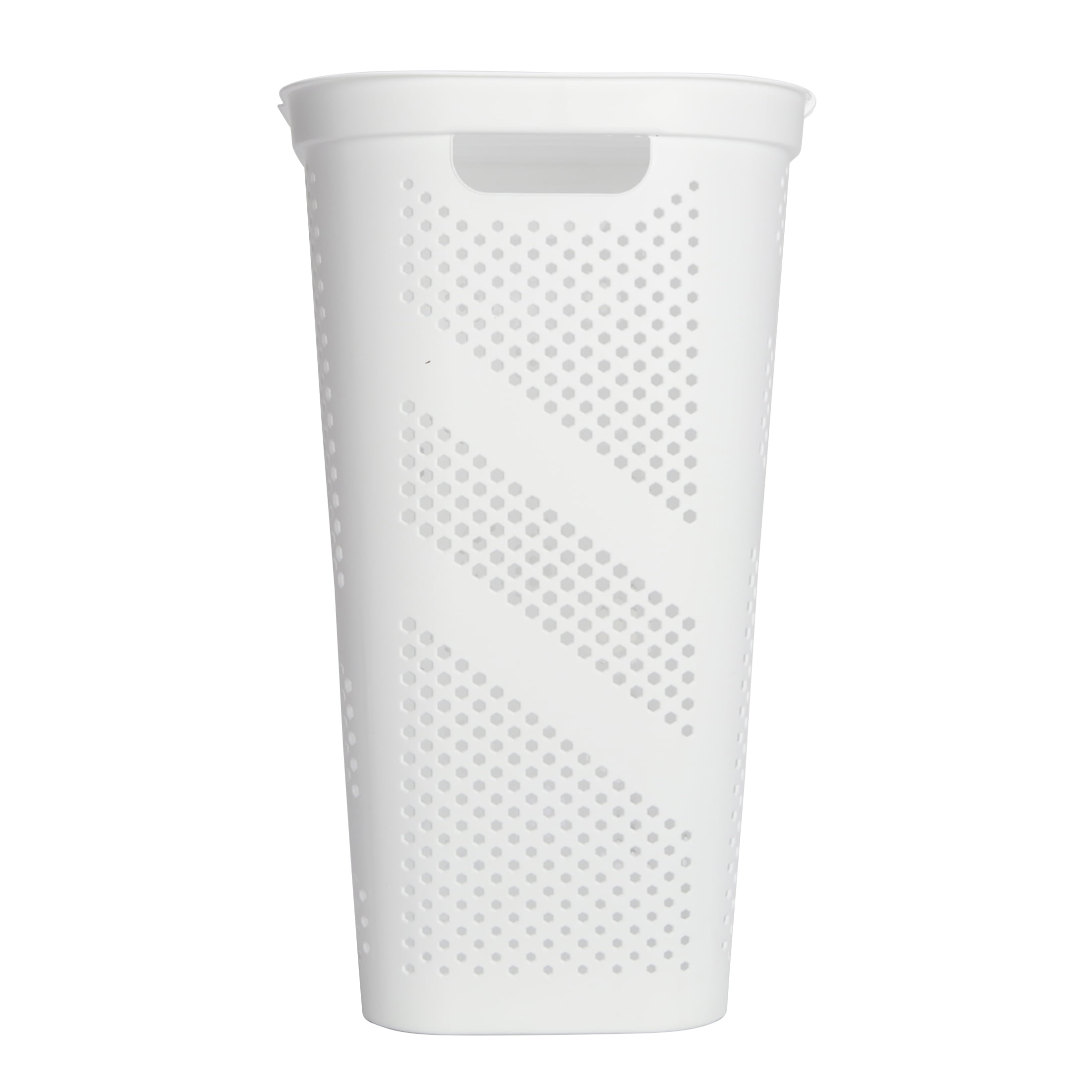 Mainstays 24" Plastic Hinged-Lid Rectangle Laundry Hamper, White, Adult