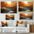 thumbnail image 4 of Designart "Stream Sunset Abstract Orange Landscape Glow I" Landscapes Framed Wall Art - Modern Orange Abstract Landscapes Entryway Framed Wall Art Print, 4 of 6
